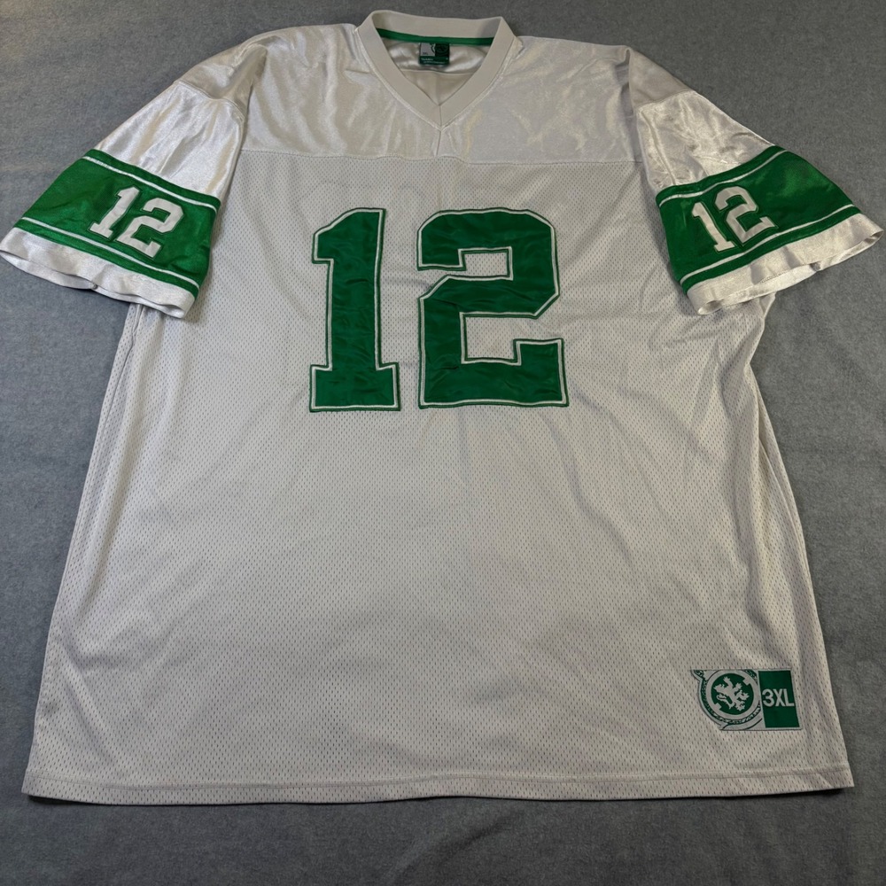 Baby Bluez Denim Co Mens 3XL Football Jersey White Green Number 12 Streetwear